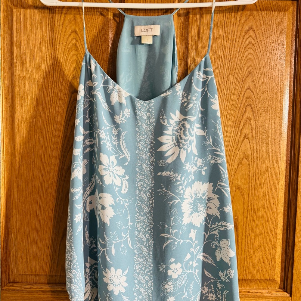 LOFT Blue Floral Tank Top